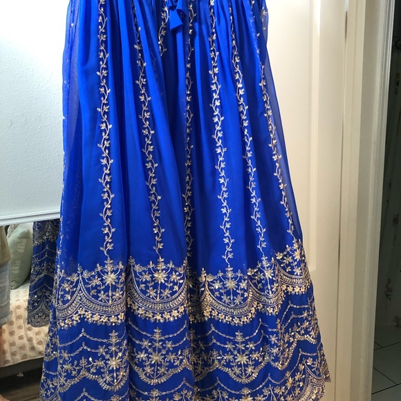 Indian Wedding Outfit XXL women’s Lengha Hindu wedding traditional blue size 14 - Picture 4 of 4
